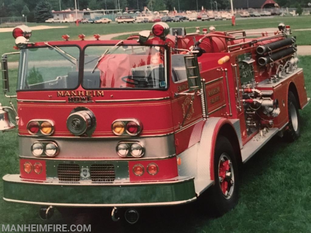 1970 Howe 1,000 gpm pumper with 500 gallon water tank was purchased to replace the 1954 Seagrave for a cost of $33,000. It carried 2,000 feet of 3 inch hose, 600 feet of 2 inch hose, and 600 feet of 1 inch hose. This pumper was equipped with a Detroit Diesel engine and an automatic transmission, the first of its kind in Lancaster County. This was sold in 1987 to Jon’s Used Fire Equipment for $18,000. “Engine 2-6-A”